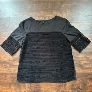 🔴BANANA REPUBLIC Black Netted Open Stitch Shirt